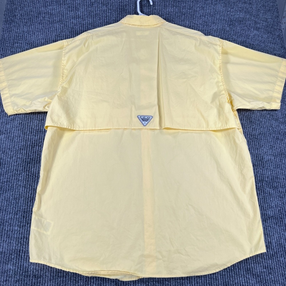 Columbia PFG Shirt Mens Large Yellow Short Sleeve Button Up Fishing Outdoor - Picture 11 of 13